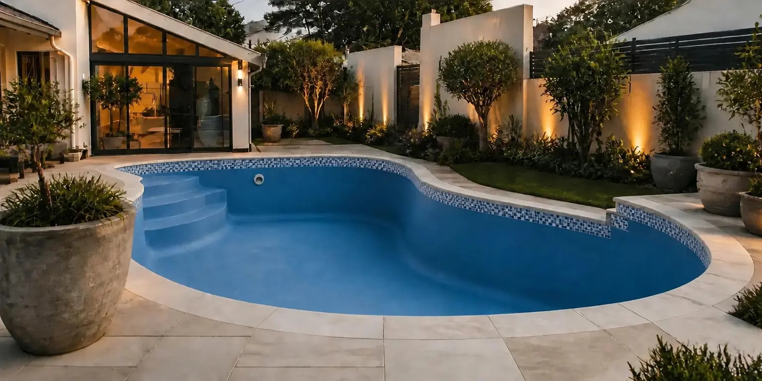 Fibreglass swimming pool after repair