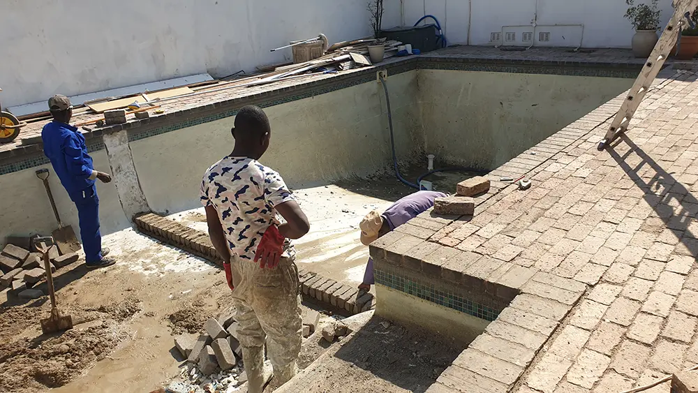 Existing swimming pool before being made smaller during Johannesburg renovation