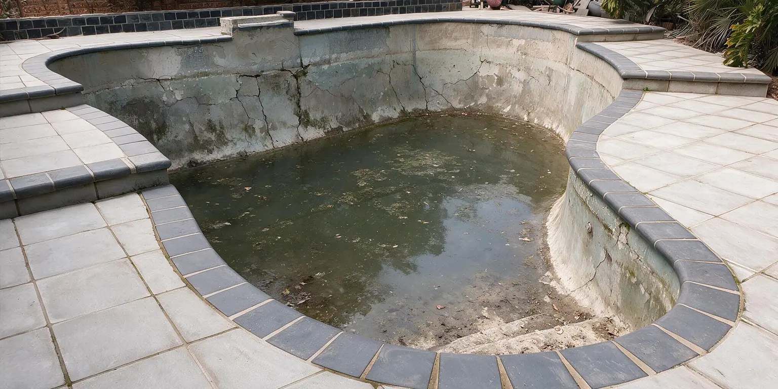 Swimming pool before marbelite resurfacing