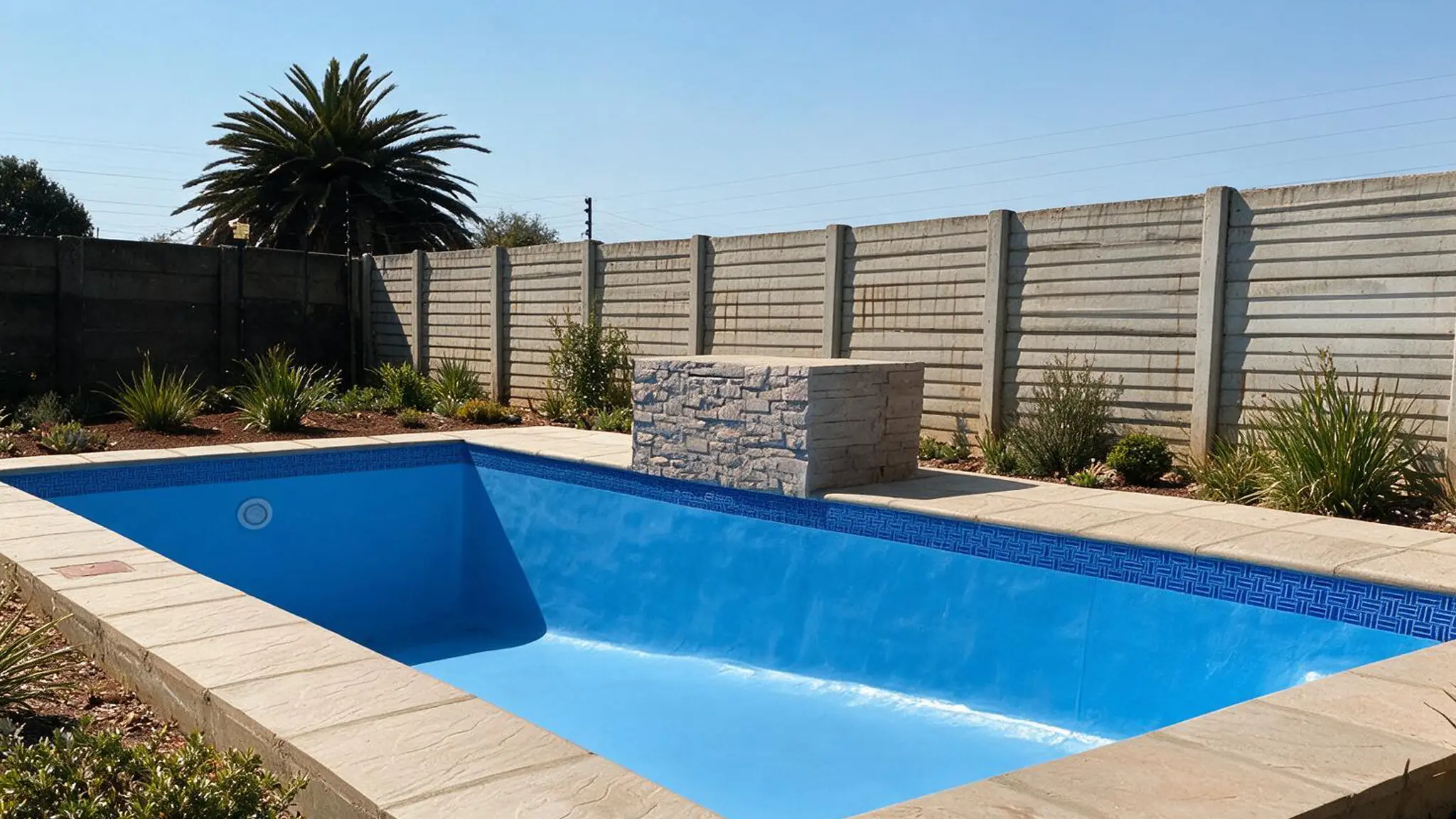 Marbelite swimming pool after professional resurfacing and renovation