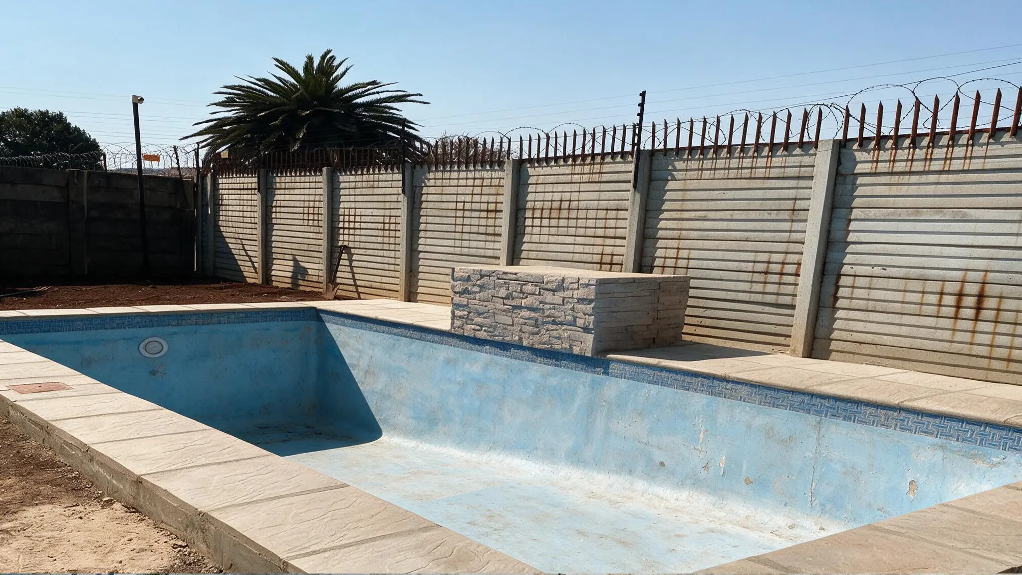 Ageing marbelite swimming pool before renovation