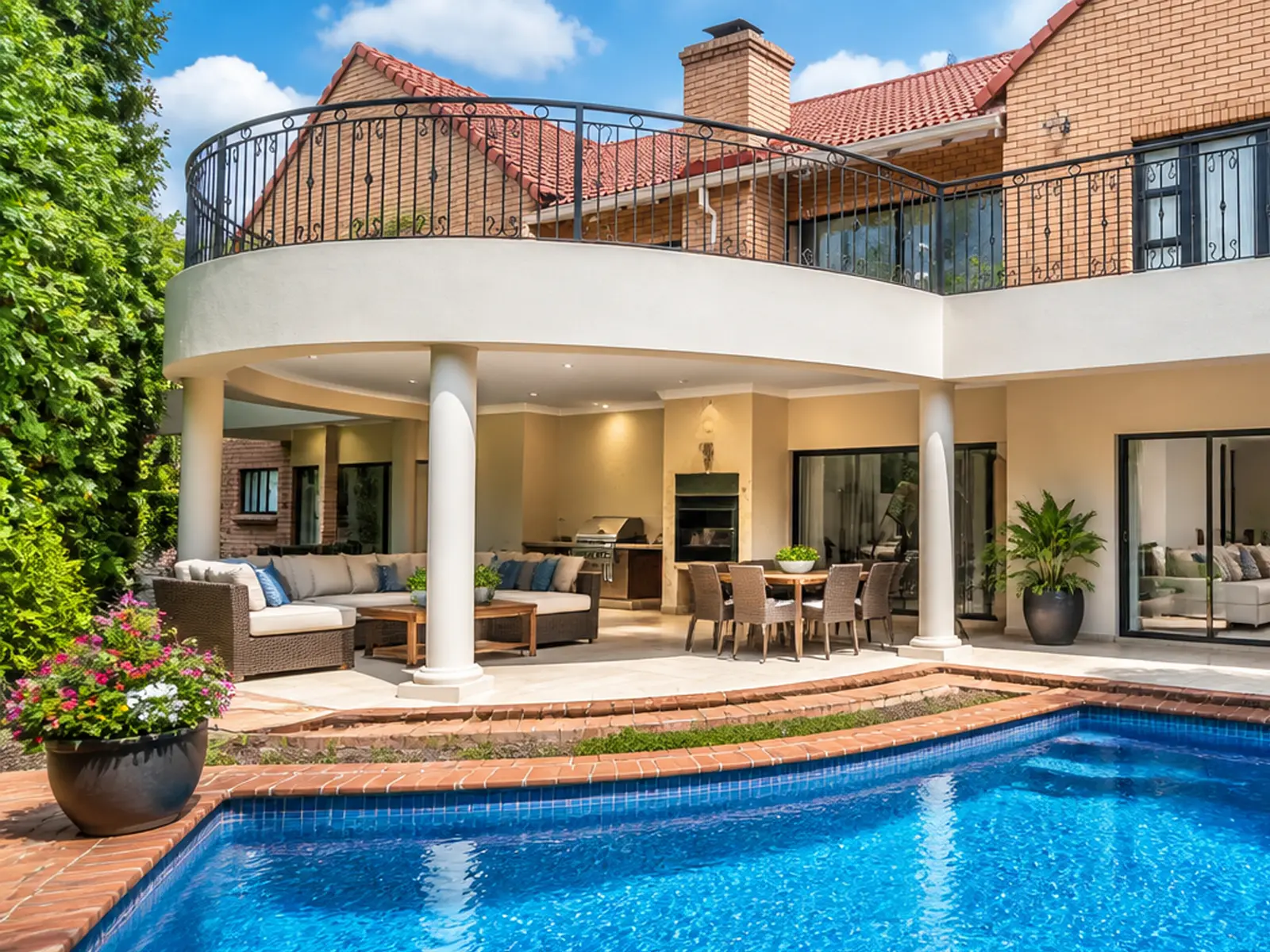 Modern home with completed new swimming pool