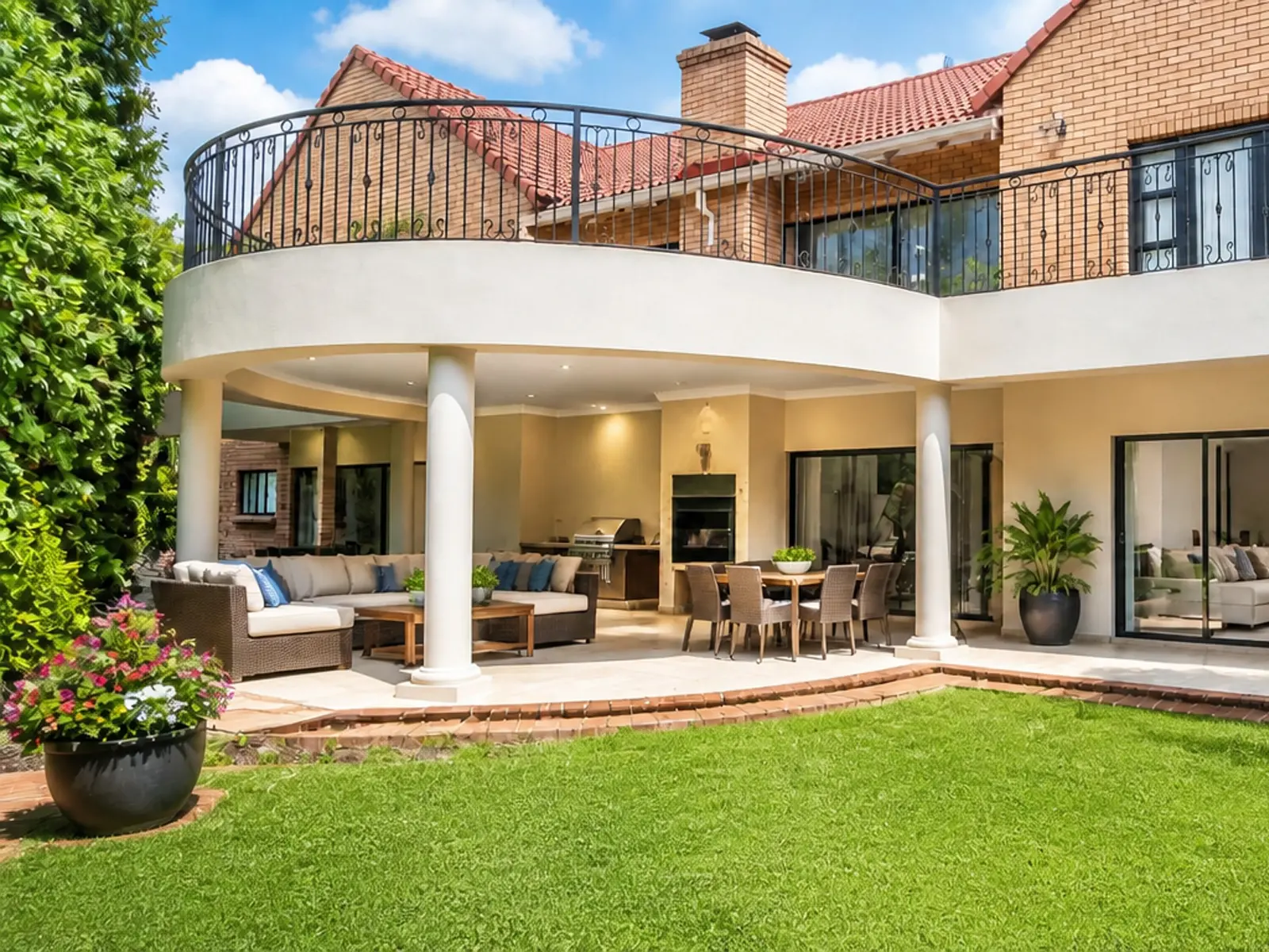 Modern home before new swimming pool construction